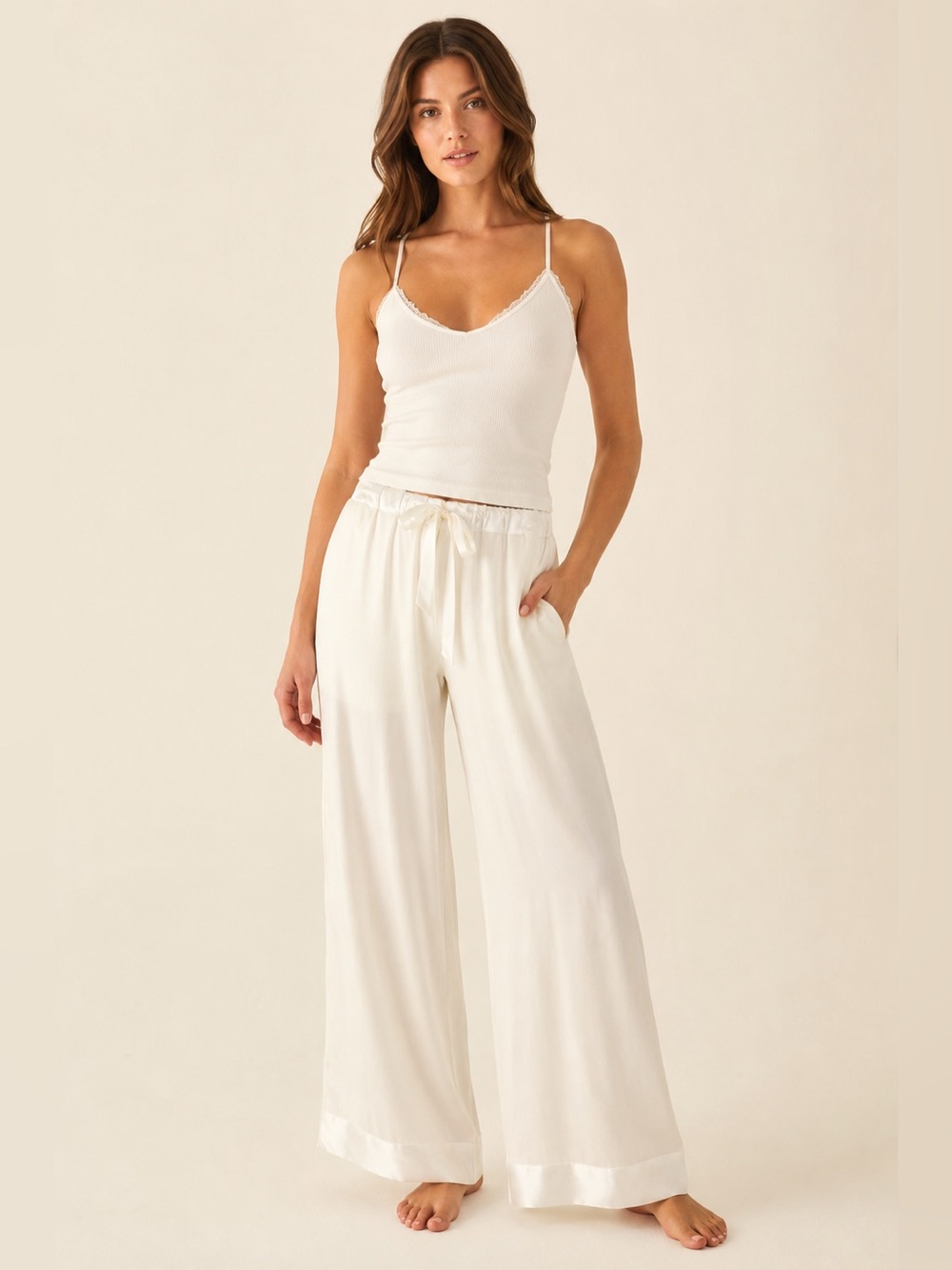 MERSEA Moon Dancer Sleep Pant Ivory NWT Wide Leg Pajama Pants Size M